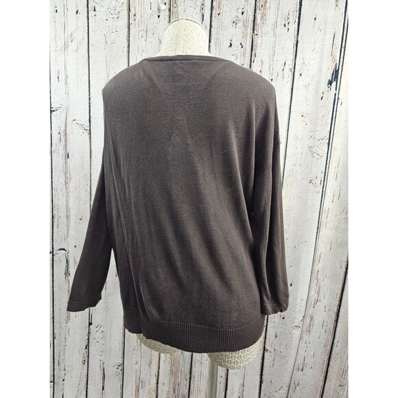 LM Women's L Weekend Max Mara Brown Silk Linen Sheer Oversize Cardigan Sweater - Picture 3 of 7